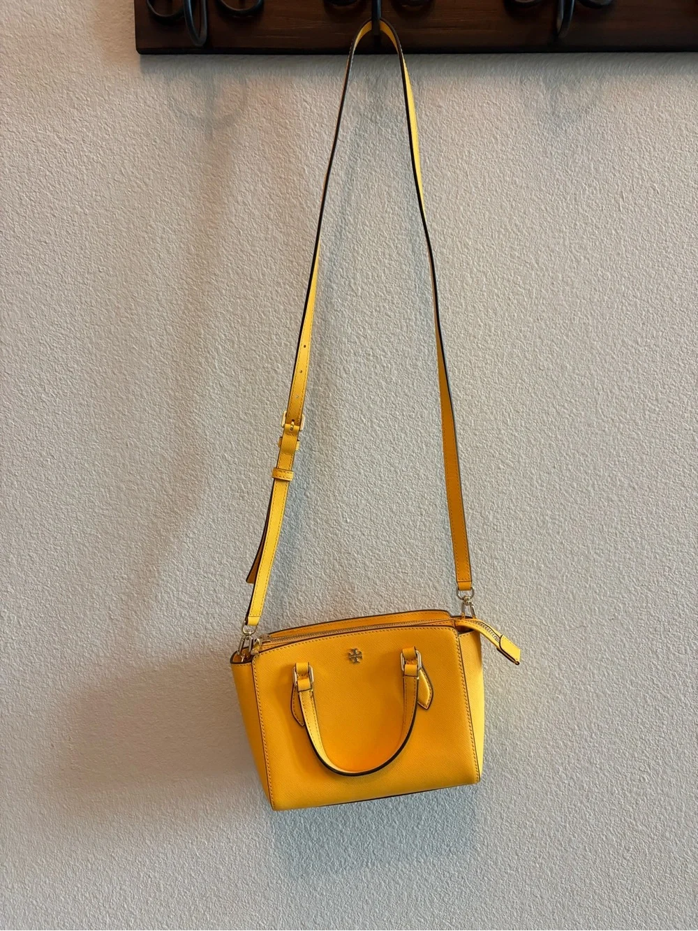Tory Burch Bright Yellow Saffiano Leather Crossbody Satchel